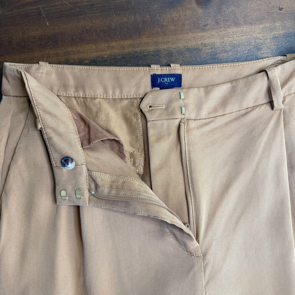 J. Crew Tan Brown Wide-leg pleated twill trouser pants Tencel Lyocell Women's 8 - Picture 8 of 10